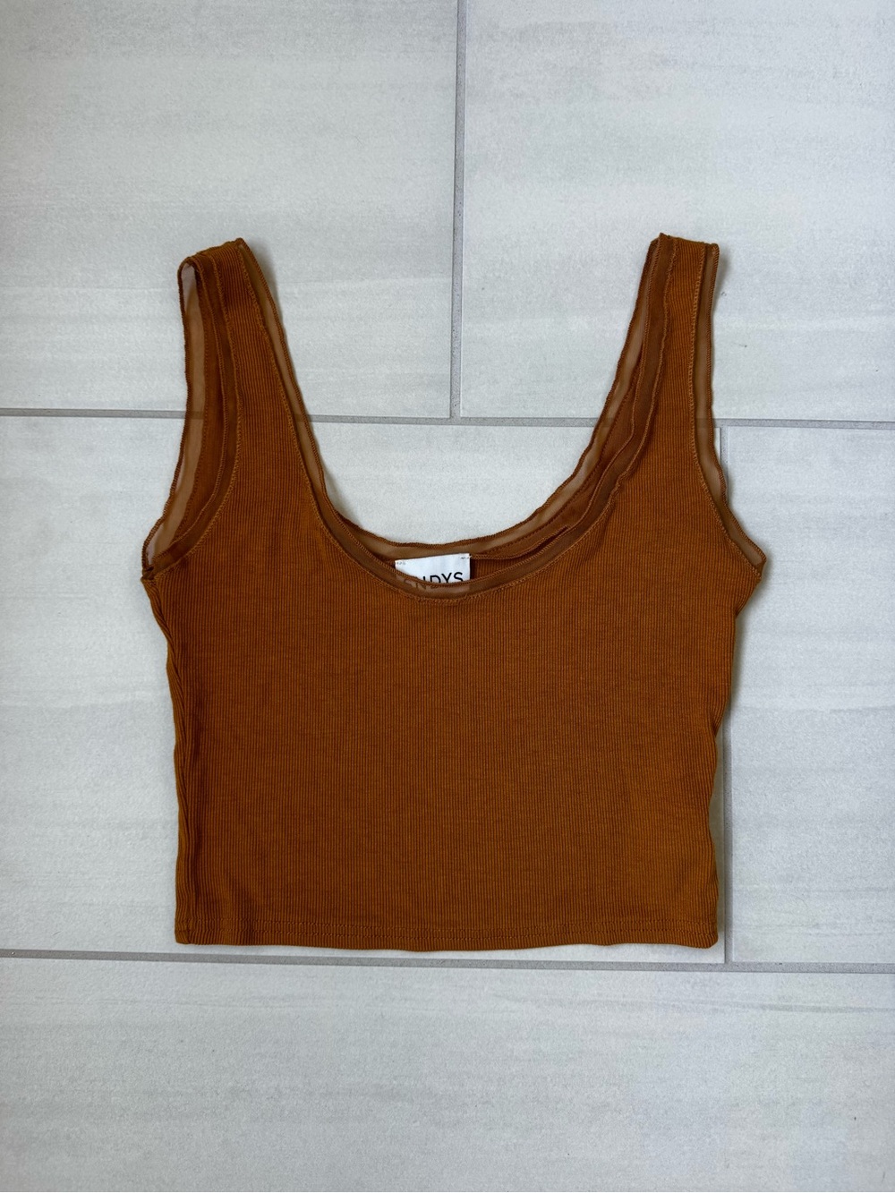 NWOT SNDYS x Revolve Ribbed Scoop Neck Crop Tank Top - Rust, XS